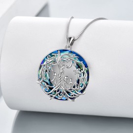 Birthday Gifts for Mum Sterling Silver Tree of Life Necklace 4 kid Pendant Volcano Crystal Necklace for Mother and Daughter Jewellery Gifts for Women Mum Birthday Present from Son