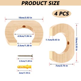 LOOEEL 4PCS Kayak paddle rack hanging board,Paddle Holder Hangers Racks Wall Storage Keeper Hanging Oar Wall Decor Oar Board Accessories for Paddle Storage Wall Rack,Kayak,SUP,Canoe Paddles.Wood color