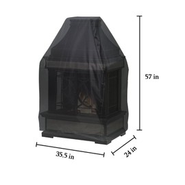 Izzybang Tall Outdoor Fireplace Cover Heavy Duty Waterproof 35.5 Inch Patio Wood Burning Fireplaces Cover Fire Place Chimney Top Cover