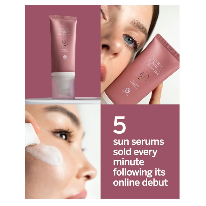 LUXELLE Centella Sun Serum SPF50 PA++++ Lightweight Sunscreen Niacinamide 50ml