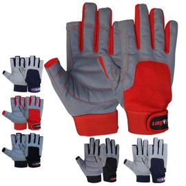 MRX BOXING & FITNESS Sailing Gloves with Cut only Thumb and Index Finger and Grip for Men and Women, Great for Kayaking, Workouts and More Grey/Red Medium