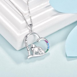 Dreamboat - Collar con colgante de corazón para mujer, plata de ley para madre e hija, joyería de oso, regalo de mamá, collar con colgante de corazón, Plata esterlina, Circonia cúbica