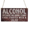Second Ave Funny Alcohol Good Story Wooden Hanging Rectangle Home