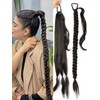 3 in1 Braid Pontail Hair Extension for Girls,Long Ponytail Hair