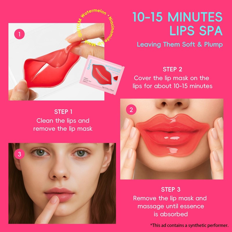 QUIYUM Watermelon Niacinamide Lip & Eye Mask Set, Facial Skincare(12