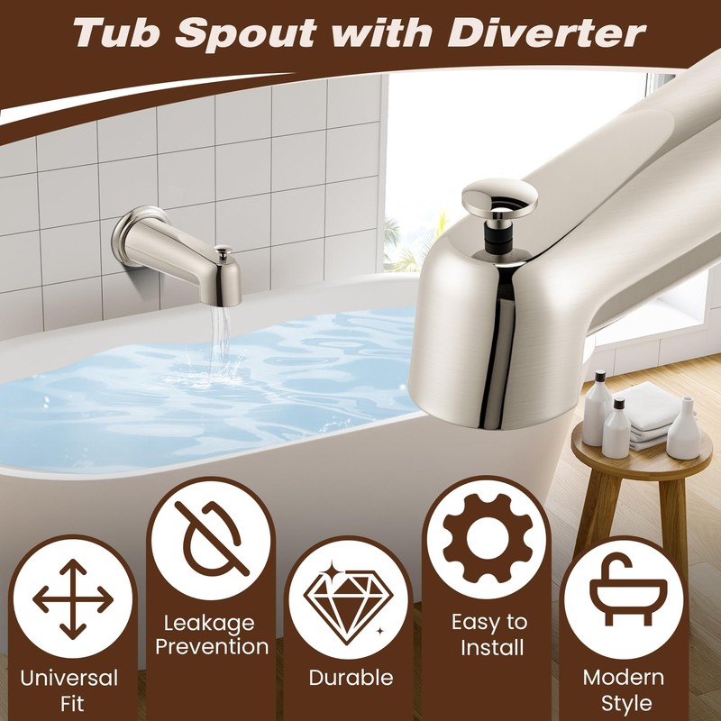 Dreyoo 7 Inch Tub Spout (Universal Fits 1/2" Copper Pipe,