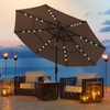 ABCCANOPY Solar Led Patio Umbrellas 3-Tiers 9FT (Brown)