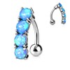 Pierced Owl Reverse Four Opal Vertical Drop Belly Button Ring