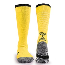 2-Pairs Athletic Soccer Socks for Kids Youth Boys and Girls (7-12 Years Old) Team Sport Baseball Socks Cushion Breathable Tennis Socks (AU, Numeric, 3, 6, Regular, Regular, Yellow)