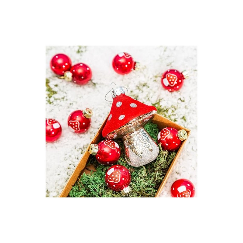 Mini Mushroom Baubles - Set Of 12