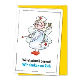 bernsteinfee-CARDS Card Get Well Soon Quickly – XXL Card with Sweet Fairy to Wish Quick Recovery and Recovery Together – Greeting Card with Envelope