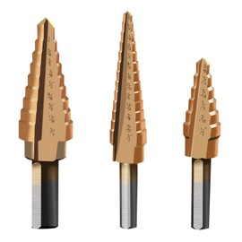 Zhushan Step Drill Bit Set, 3Pcs Set High Speed Steel Titanium Step Drill Bit,Double Cutting Blades,Short Length Drill Bits for Sheet Metal Hole Drilling