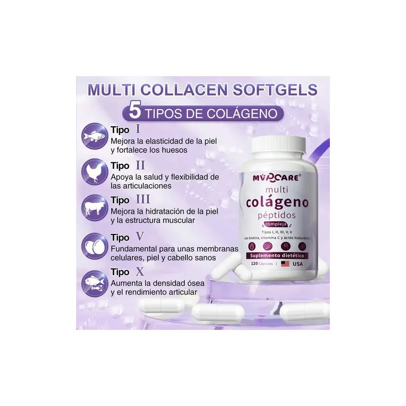 Colageno Hidrolizado Acido Hialuronico 120 Cápsulas Sabor