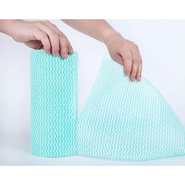 UKEENOR Disposable Dish Cloth Roll, J Cloths, Reusable Cleaning Cloth 200 Count Disposable Heavy Duty Dish Towels Reusable Kitchen J Cloth Quick-Dry 4 Rolls Blue and green