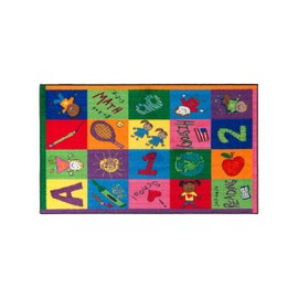 Flagship Carpets Primary Pictures Colorful Drawings Educational Rug for Children's Classroom, Kids Room Carpet, Playroom or Activity Area Rug, 3' x 5', Multicolor