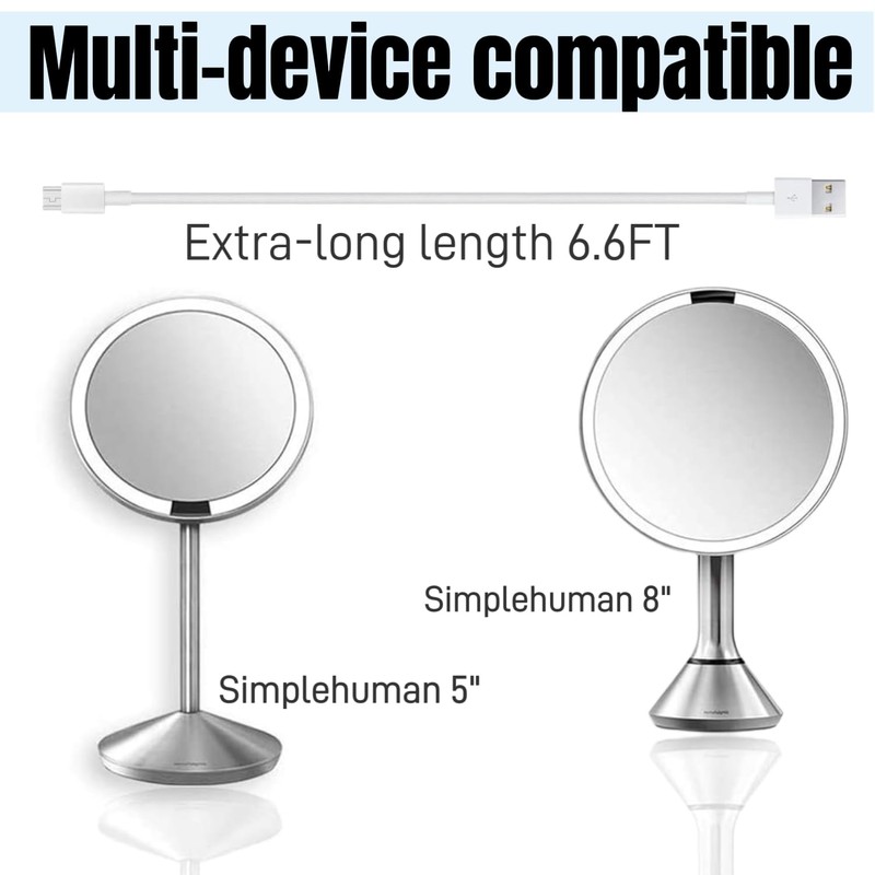 Qnanw Replacement Charger Cable Compatible with Simplehuman Sensor Makeup Mirror