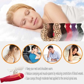 OLizee® 1.6L U-Shaped Neck PVC Odour Free Hot Water Bag with Fleece Cover and Clamp(Grey)