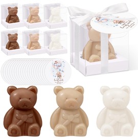 Geosar 36 Pack Bear Baby Shower Favors Bear Soap Gift with Thank You Cards and Boxes for Baby Shower Decoration Guest Gift Wedding Party Bridal Favors Supplies(White Brown)