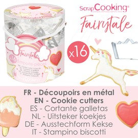 ScrapCooking - 2027 Unicorn Cookie Cutter Set - 16 Pieces - Rainbow, Fairy, Mermaid, Crown, Flower - Baking Mould - Stainless Steel Cookie Cutter