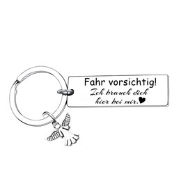Nfyxcaz Fahr Vorsichtig Ich Brauch Dich Keyring For Couple Husband Boyfriend Father Drive Careful Keyring Valentine's Day Gift Father's Day Gift, Drive Carefully 3