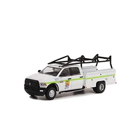 ModelToyCars 2018 Dodge Ram 3500 Dually Service Bed Truck, White - Greenlight 46100E - 1/64 Scale Diecast Car