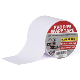 TAPEBEAR Corrosion Protection Pipe Tape, Pipe Wrap Tape for Drain Pipe, Metal Electrical Outdoor Underground Pipe, Waterproof PVC White Tape, Duct Anti-Corrosion and Protection, 4Inch x 33Yard