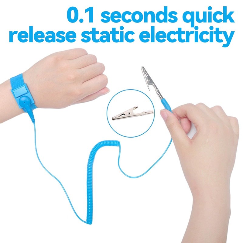 2 PCS Anti-Static Metal Adjustable Wrist Strap, Electrostatic Discharge ESD,