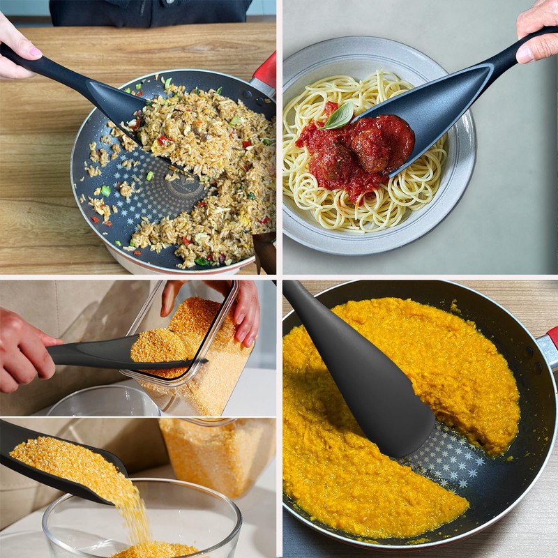 Cooking Spoon and Rice Scooper Set for Nonstick Cookwares, Heat