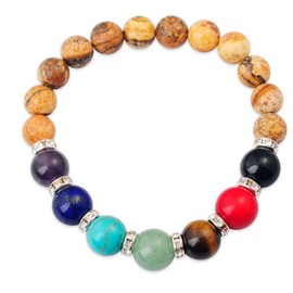 Joya Gift Jewelry Picture Jasper7 Chakra Yoga Balancing Reiki Healing Bracelet for Women