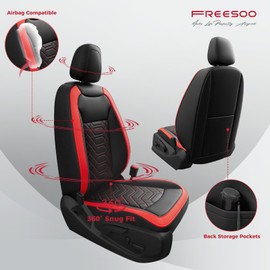 FREESOO Customed Seat Covers for Chevy Colorado Front Seats,for 2014-2022 Colorado Crew Cab Z71 LT ZR2 Work Truck Seats Covers 2Pcs(BlackRed)