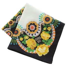 Blooming 000760-0001-01 Anna Sui Large Print Handkerchief (Approx. 22.8 inches (58 cm), Ecott Series (Yellow), Women's, Handkerchief, Approx. 22.8 inches (58 cm),, yellow