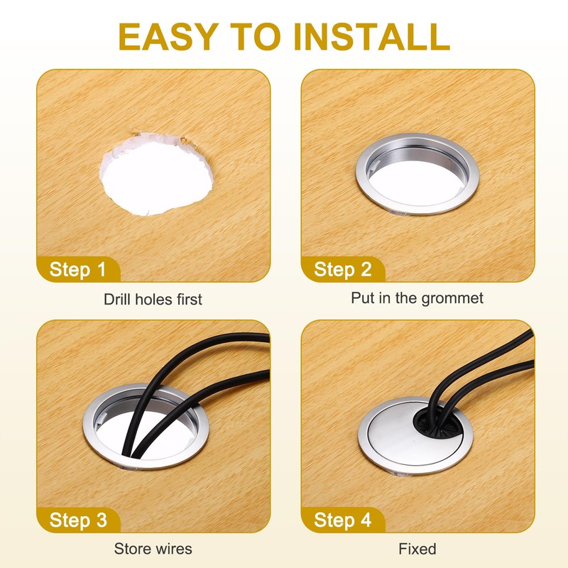 sourcing map Desk Grommet 2 Inch, Zinc Alloy Round Desk