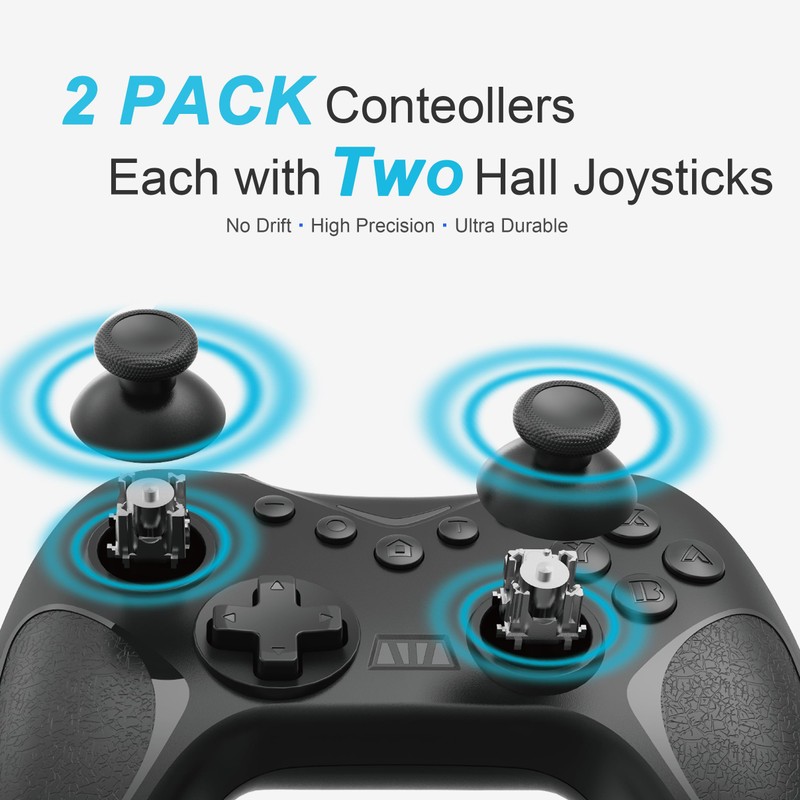 Playnex Wireless Switch Controller 2 PACK for Switch/Switch Lite/OLED/Switch 2/PC