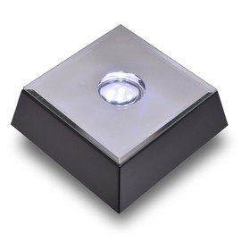 ASENTE Programmable Multi-Function 4 Colored Adjustable LED Crystal Stand Display Base w/Mirror Top - 4 Inch Lighted Display Stand - Light Base for Crystal Art - LED Mirror Base Bottle Glorifier