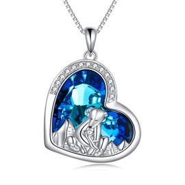 YAFEINI Cat / Wolf / Hummingbird Pendant Chain 925 Sterling Silver Animal Mother and Daughter Cat Necklace Jewellery for Women, 925 Sterling Silcer, Crystal