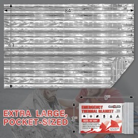 SecuCaptain Survival Emergency Thermal Blankets: 75 Pack Extra Large 84” x63” Space Mylar Blanket Kit for Outdoor Cold Winter Camping Hiking Car Bug Out Bag or First Aid