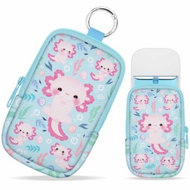 Mcapirivo Hand Sanitizer Spray Case, Axolotls Hand Sanitizer Holder Zippered Pouch, Cute Fashion Accessory with Snap Hook for Glow Mist and Power Mist 1FL OZ