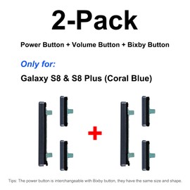 2 Pack for Galaxy S8 & S8 Plus Power Volume Button Replacement Repair Part, Side Buttons Compatible with S8 & S8 Plus, with Toolkit, Blue