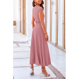 PRETTYGARDEN Two Piece Skirt Set for Women 2025 Summer Spring Dressy Casual Knit Travel Vacation Matching Lounge Outfits (Dusty Pink,Large)