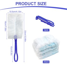 Minfuerang Pack of 20 Dust Magnets, Electrostatic Duster, Dust Magnet Refill Pack with 2 Handles for Cleaning Household Appliances, Pet Hair, Dust, Dirt (Light Blue)