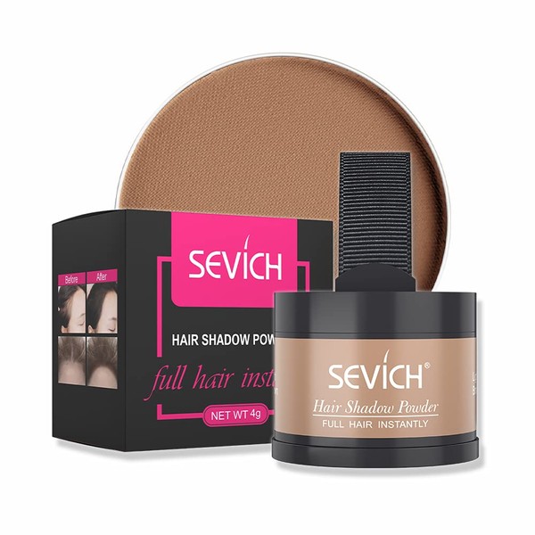 (Light brown) - Instantly Hair Shadow - Sevich Hair Line Powder, Quick Cover Grey Hair Root Concealer with Puff Touch, 4g Light Brown