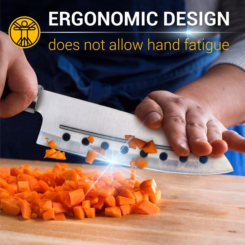 MIU Santoku Knife 7 inch, Multipurpose for Chef with Comfortable