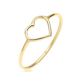 Elli Premium Women's Ring Stacking Heart 375 Yellow Gold, 54, Year-round, No Gemstone