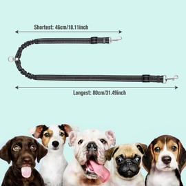 Double Dog Lead for Walking 2 Dogs No Tangle, Reflective Adjustable Double Ended Lead for Dogs 360° Swivel Heavy Duty Dual Splitter Soft Handle Bungee Leashes Small Medium Puppy