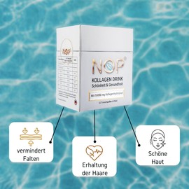 NOP Peptide Collagen Trinkampullen (12 Stück) – 10.000mg Kollagenhydrolysat mit Vitamin C, Hyaluronsäure für Haut, Knochen, Gelenke und Bindegewebe