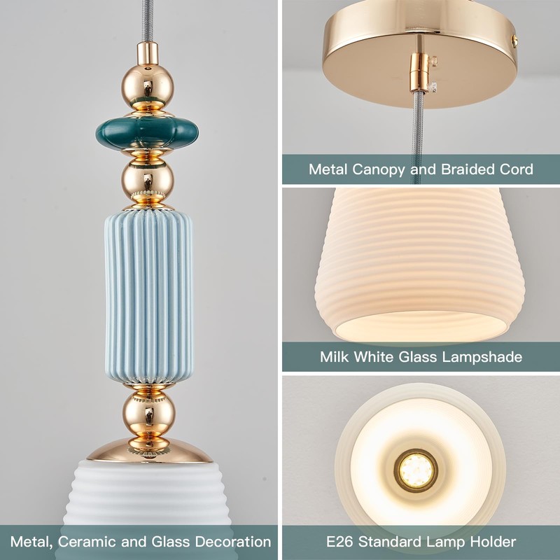 FALINNEAD Pendant Light Fixture Modern Pendant Lighting Hanging Lamp Milk