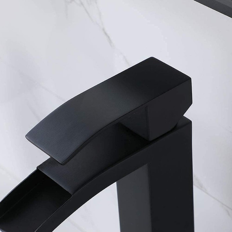 VCCUCINE Vessel Sink Faucet Black, Single Handle Single Hole Waterfall