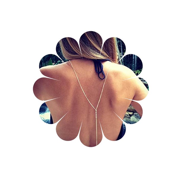 Allereya Crystal Background Y Necklace Rhinestone Necklace Summer Body Chain