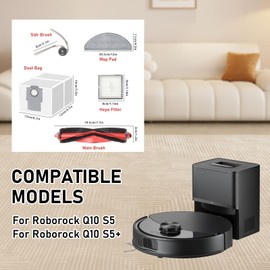 DianSung Zubehör Ersatz für Roborock Q10 S5 / Q10 S5+ Staubsauger Ersatzteil, 1 Hauptbürste,4 Wischtücher,2 Staubbeutel,4 Seitenbürsten,4 Filter