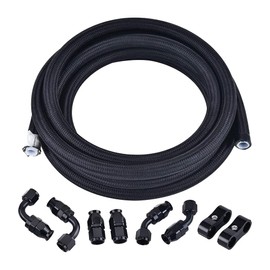 EVIL ENERGY 12AN PTFE Fuel Line Kit,AN12 E85 Nylon Braided Fuel Hose Black 10FT